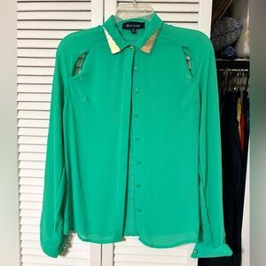New Look Emerald Blouse with Metallic Accents